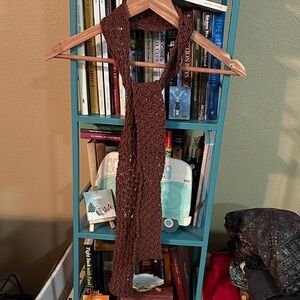 Chocolate Brown Knit Belt or Scarf